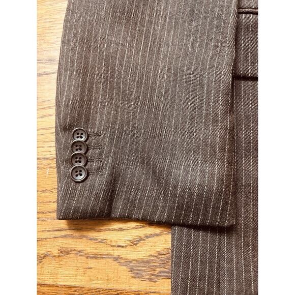 Banana Republic Mens Wool Suit 2 Pc Brown Pinstripe, 36Long, 34x34 - Picture 7 of 16